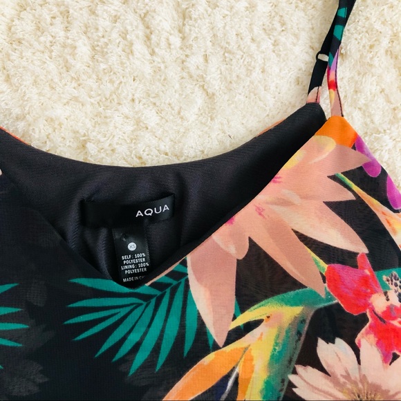 {Aqua} Vibrant Floral hi-low hem dress - Picture 8 of 13